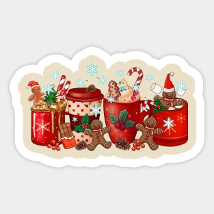 Christmas Candy Canes and Coffee Sticker